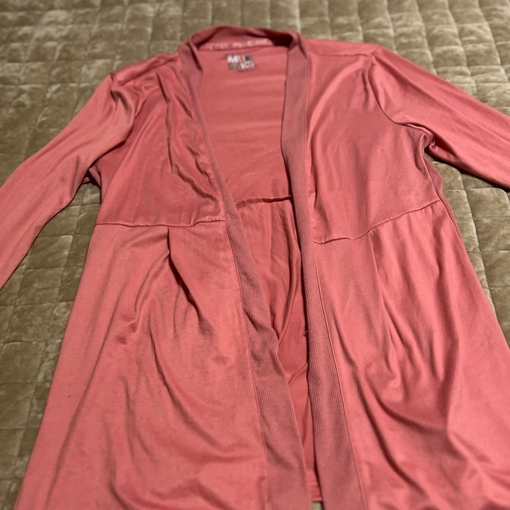 Muk Luks Pink Open Front Cardigan Sweater